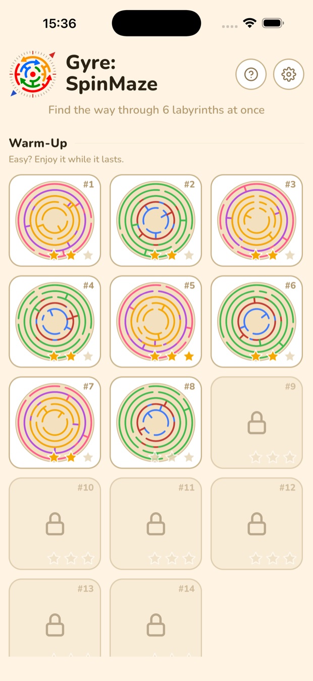 The level grid in the cream daylight theme