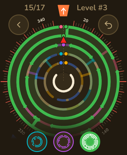 Level 3 on Apple Watch at move 15 of 17, the green rings lined up so the way is open